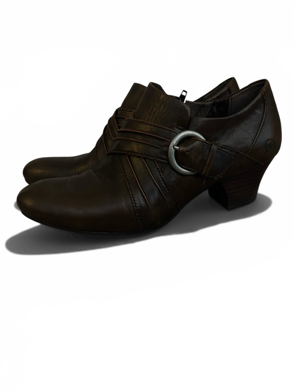 Born Nova Tan Cognac Burnished Ankle Booties Women Size 7.5